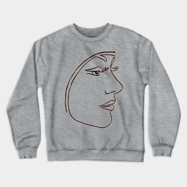 Vintage Girl Face Crewneck Sweatshirt by badlydrawnbabe